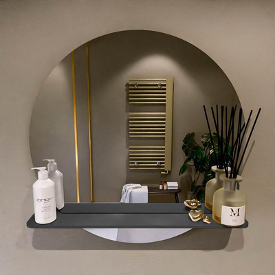 Mondiaz SPOT Badkamerspiegel - rond 70cm - spiegelplanchet - kleur Dark Grey