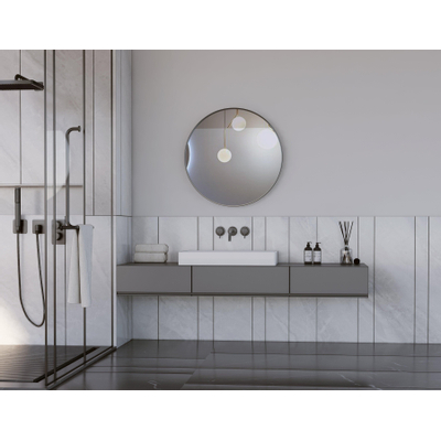 Saniclass Retro Line Spiegel - rond - 100cm - frame - mat zwart