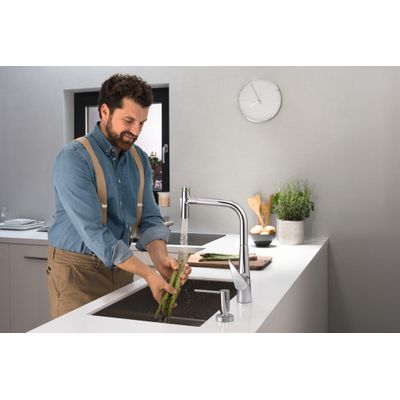 Hansgrohe M51 M5117-H300 1-gats keukenkraan m. uittrekbare handdouche m. 110°/150° draaibare uitloop chroom