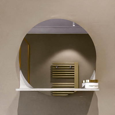 Mondiaz SPOT Badkamerspiegel - rond 40cm - spiegelplanchet - kleur Ostra