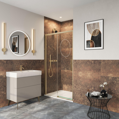 Crosswater Asura Schuifdeur - 8mm - 150cm - geborsteld messing