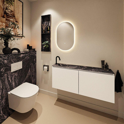 MONDIAZ TURE-DLUX 120cm toiletmeubel Talc. EDEN wastafel Lava positie links. Met 1 kraangat.