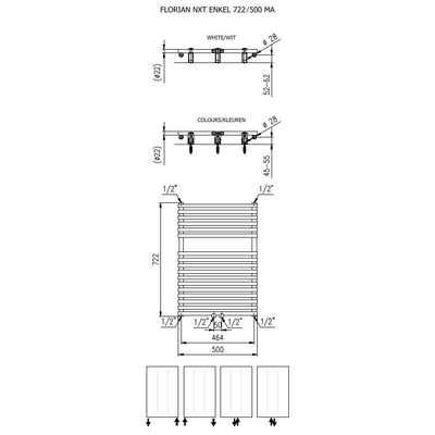 Plieger Florian Nxt M designradiator enkel horizontaal met middenaansluiting 722x500mm 391W wit