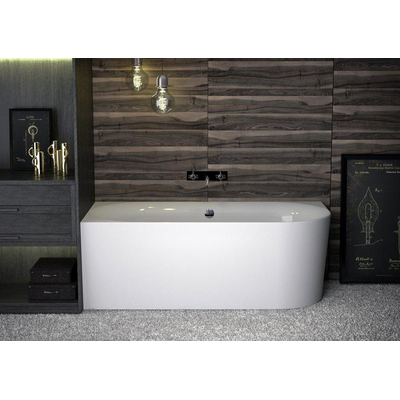 Plieger Kansas Hoekbad - 180x80x60cm - hoek links - met waterinlaat - met af- en overloopgarnituur - met poten - acryl - wit