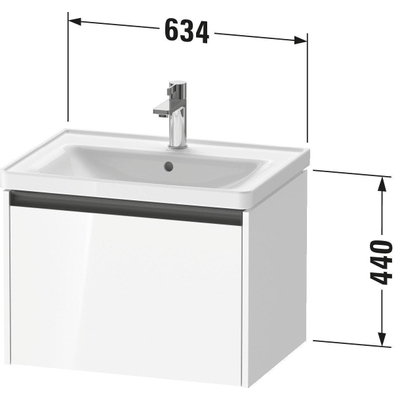 Duravit Ketho 2 wastafelonderbouwkast met 1 lade 63.4x45.5x44cm met greep antraciet betongrijs mat