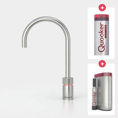 Quooker NL Nordic round kokendwaterkraan opbouw uitloop draaibaar met Pro3 reservoir & Cube reservoir RVS