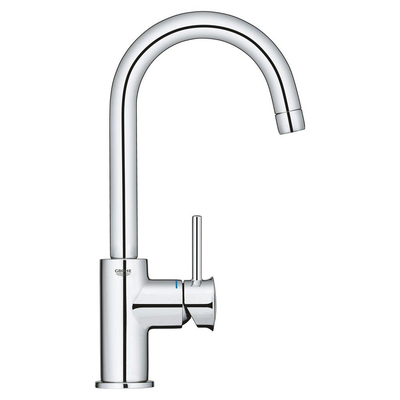 GROHE Start Classic waterbesparende wastafelkraan L-size met afvoerplug met hoge draaibare uitloop chroom