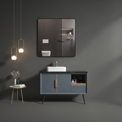 Saniclass Retro Line 2.0 Square Spiegel - 120x120cm - vierkant - afgerond - frame - mat zwart