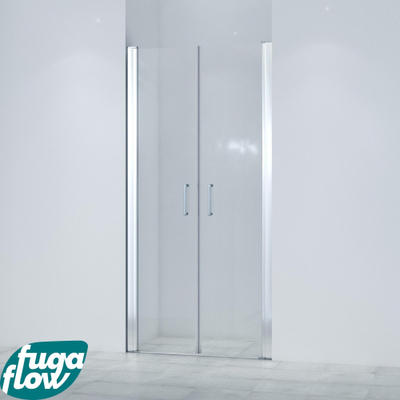 FugaFlow Efficiente Vetro Pendeldeur - 90x200cm - 6mm veiligheidsglas - anti kalk - chroom