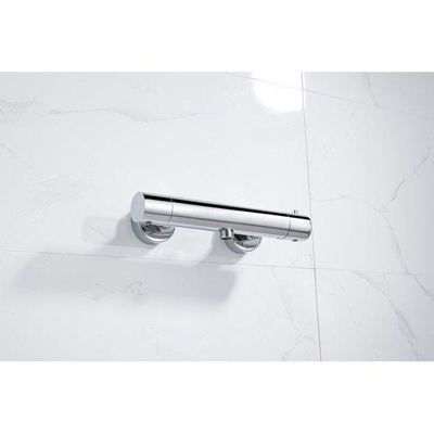 Fortifura Calvi douchekraan met glijstangset met ronde handdouche, metalen doucheslang chroom