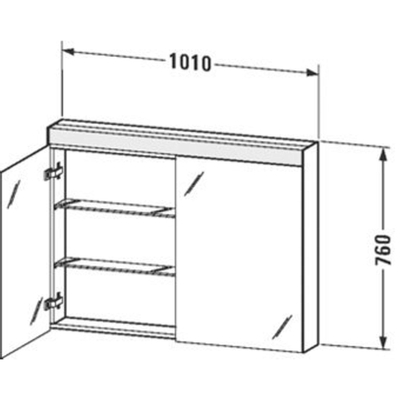 Duravit Better spiegelkast met LED verlichting m. 2 deuren 101x76x14.8cm m. schakelaar-stopcontact module