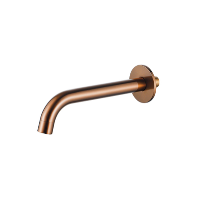 Fortifura Calvi Badkraan set - uitloop - 22cm inkortbaar - gladde slang - ronde handdouche - inbouwdeel - wandhouder - geborsteld koper PVD