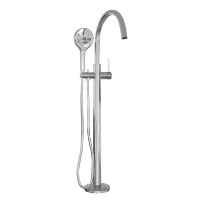 Brauer Chrome Carving Staande Badkraan - handdouche rond 3 standen - 2 carving knoppen -chroom