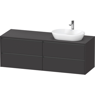 Duravit Ketho 2 wastafelonderbouwkast incl. consoleplaat met 4 laden voor waskom rechts 160x55x56.8cm met handgrepen antraciet grafiet supermat