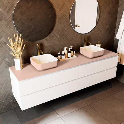 Mondiaz TOP 51 Topblad - 200x51x0.9cm - geschikt voor afdekplaat - Solid surface - Rosee