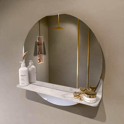 Mondiaz SPOT Badkamerspiegel - rond 60cm - spiegelplanchet - kleur Ostra