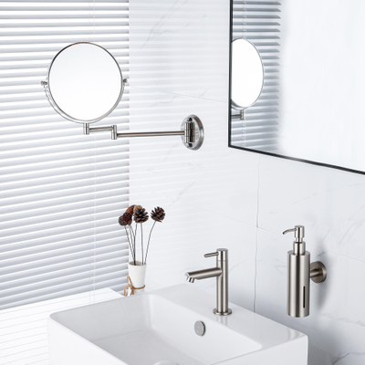 Fortifura Calvi zeepdispenser - wand - rond - Geborsteld RVS PVD (RVS) OUTLETSTORE