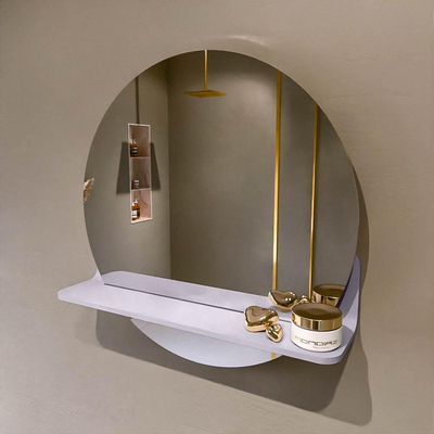 Mondiaz SPOT Badkamerspiegel - rond 50cm - spiegelplanchet - kleur Cale