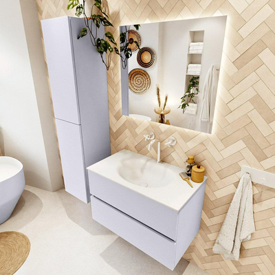 Mondiaz VICA Badkamermeubelset - 80cm - cale - 2 lades - Wastafel MOON - midden - 1 kraangat - kleur talc - XL versie 60cm hoog