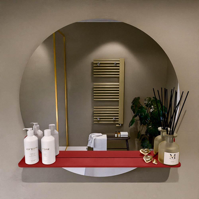 Mondiaz SPOT Badkamerspiegel - rond 80cm - spiegelplanchet - kleur Fire