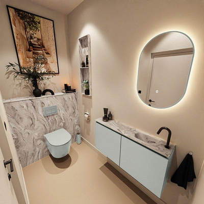MONDIAZ TURE-DLUX 100cm toiletmeubel Greey. EDEN wastafel Glace positie rechts. Met 1 kraangat.