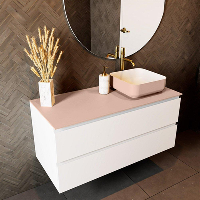 Mondiaz TOP 51 Topblad - 110x51x0.9cm - geschikt voor afdekplaat - Solid surface - Rosee