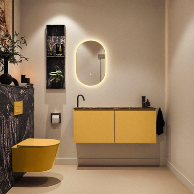 MONDIAZ TURE-DLUX 120cm toiletmeubel Ocher. EDEN wastafel Lava positie links. Met 1 kraangat.