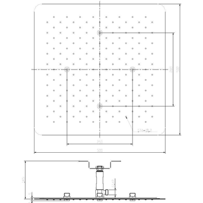 Wiesbaden UFO inbouw-hoofddouche plafond vierkant 50x50x2cm chroom OUTLET