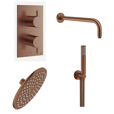 Crosswater MPRO Regendoucheset inbouw - 20cm hoofddouche - wandarm - staafhanddouche - geborsteld brons
