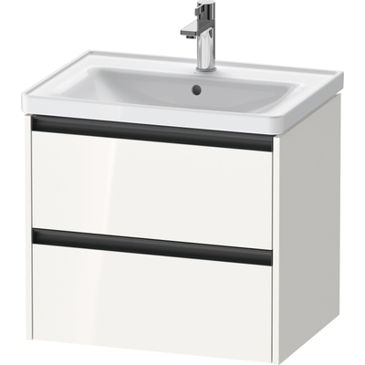 Duravit Ketho 2 wastafelonderbouwkast met 2 laden 63.4x45.5x54.9cm met grepen antraciet hoogglans wit