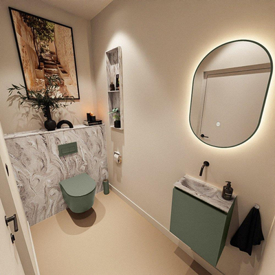 MONDIAZ TURE-DLUX 40cm toiletmeubel Army. EDEN wastafel Glace positie links. Zonder kraangat.