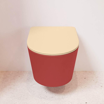 MONDIAZ LAVIE wandclosetpack - 36x53cm - diepspoel - rimless - Fire (rood) - softclose - quick-release - toiletzitting - Sand (beige)