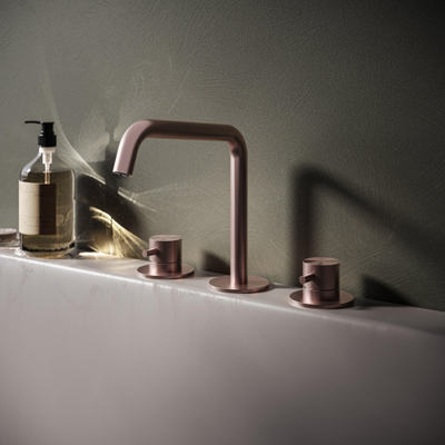 Hotbath Archie Wastafelmengkraan 3 gats zonder waste BCP Geborsteld Koper PVD