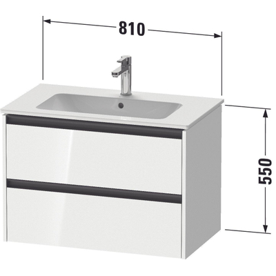 Duravit Ketho 2 wastafelonderbouwkast met 2 laden 81x48x55cm met grepen antraciet basalt mat