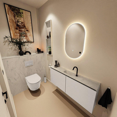 MONDIAZ TURE-DLUX 120cm toiletmeubel Linen. EDEN wastafel Opalo positie midden. Met 1 kraangat.