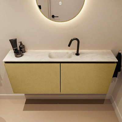 MONDIAZ TURE-DLUX 120cm toiletmeubel Oro. EDEN wastafel Ostra positie midden. Met 1 kraangat.