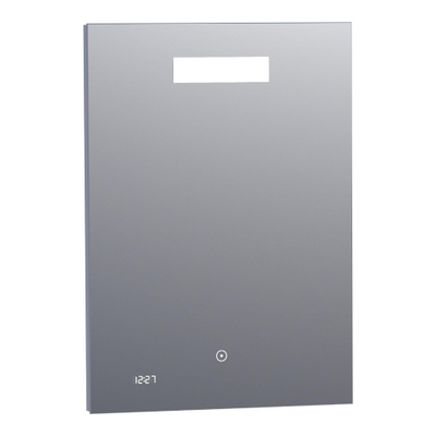 BRAUER Quartz spiegel - 50x70cm - rechthoekig - met klok en directe LED-verlichting met dimfunctie en touch-bediening