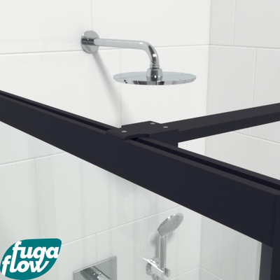FugaFlow Efficiente Vetro inloopdouche badkamer - 110x200cm - lines frame buitenzijde - antikalk - mat zwart