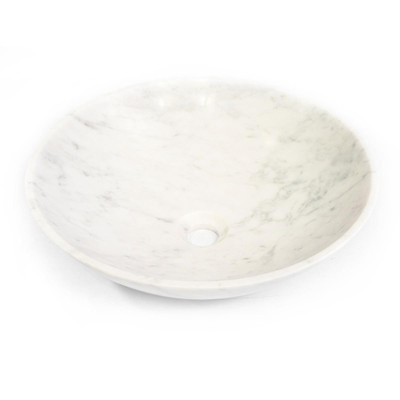 FugaFlow Efficiente Arredo Waskom - 42x42x12cm - rond - natuursteen marmer - Gepolijst wit