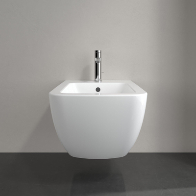 Villeroy en Boch Venticello wandbidet met 1 kraangat 37.5x56cm met overloop ceramic + wit