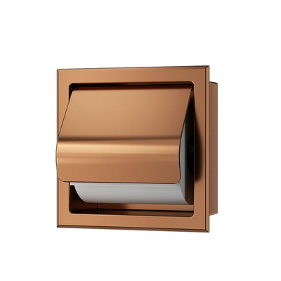 Xellanz Rocko toiletrolhouder met klep inbouw geborsteld brons koper