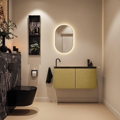 MONDIAZ TURE-DLUX 100cm toiletmeubel Oro. EDEN wastafel Lava positie links. Met 1 kraangat.