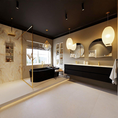 MONDIAZ VICA-DLUX Badkamermeubelset - 200cm - onderkast urban - 4 lades - inbouw wastafel cloud dubbel - 2 kraangaten - 60cm hoge versie - frape