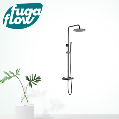 FugaFlow Eccelente Sobrado Badkamer Thermostatische Regendoucheset - 25cm - ronde hoofddouche - staafhanddouche - zwart mat