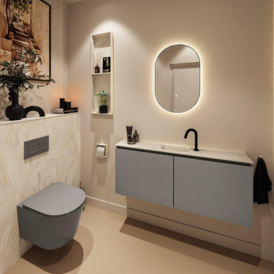 MONDIAZ TURE-DLUX 120cm toiletmeubel Smoke. EDEN wastafel Ostra positie midden. Met 1 kraangat.