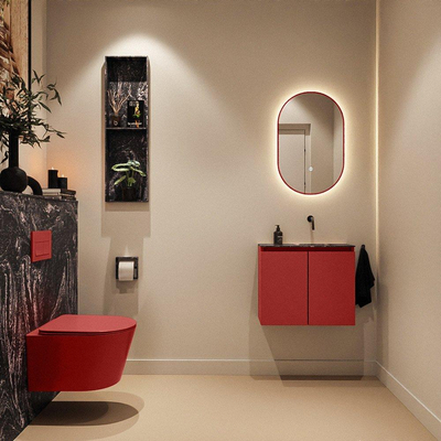 MONDIAZ TURE-DLUX 60cm toiletmeubel Fire. EDEN wastafel Lava positie rechts. Zonder kraangat.