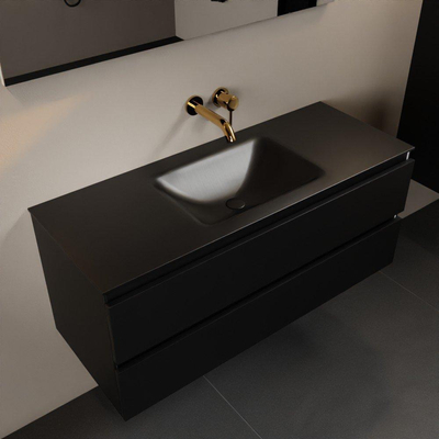 Mondiaz Aivy badmeubelset - 120x45x50cm - 0 kraangaten - 1 wasbak urban Solid surface - Midden - 2 lades - Zonder spiegel - MDF Urban