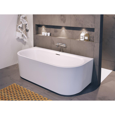 Riho Desire halfvrijstaand bad - 180x84cm - Middenopstelling - met chromen badvuller - Acryl wit glans