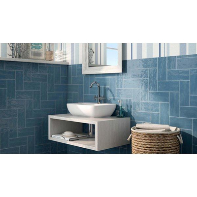 SAMPLE Roca Maiolica Wandtegel 11x25cm 7mm witte scherf Blue Steel