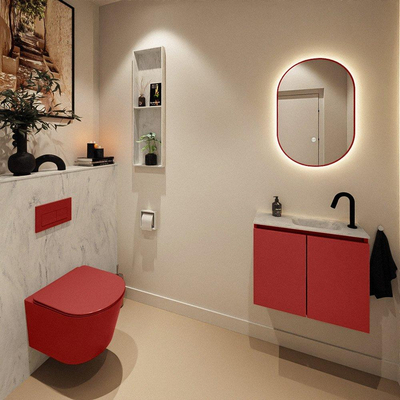 MONDIAZ TURE-DLUX 60cm toiletmeubel Fire. EDEN wastafel Opalo positie rechts. Met 1 kraangat.